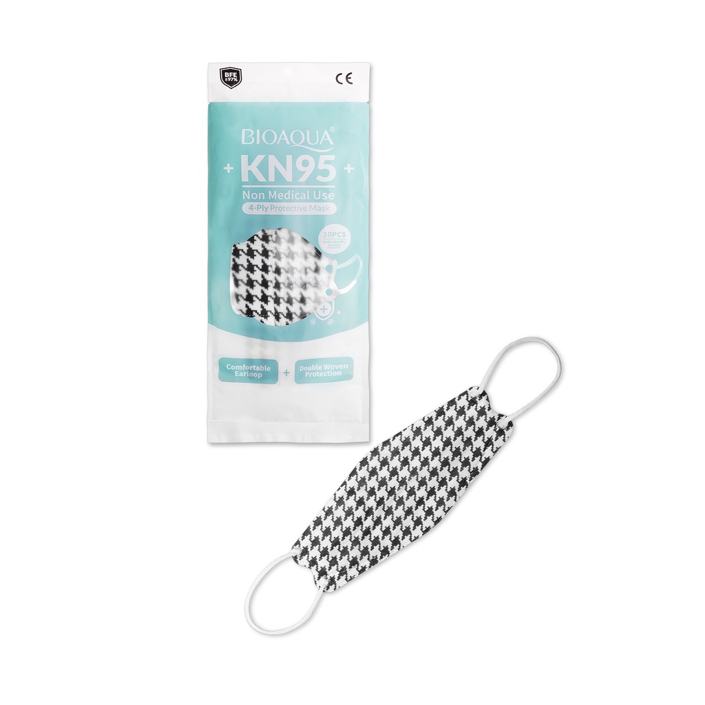 BIOAQUA Mask Earloop Motif Dewasa Original Disposable Mask Kf 94 Murah Tebal 10 Pcs