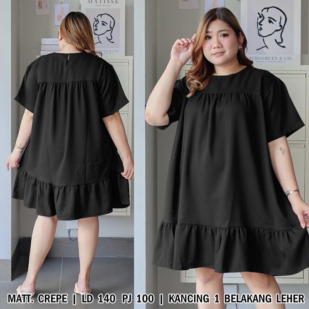 WSE390 - Dress BIG SIZE XXXL Fani Dress JUMBO UK 3XL LD 140 CM PJ 100 CM Dress Wanita Jumbo Dress Wanita Besar Tunik Wanita Jumbo PREMIUM QUALITY