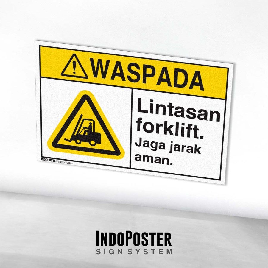 

Stiker Label Safety Sign Rambu K3 ANSI Waspada Lintasan Forklift