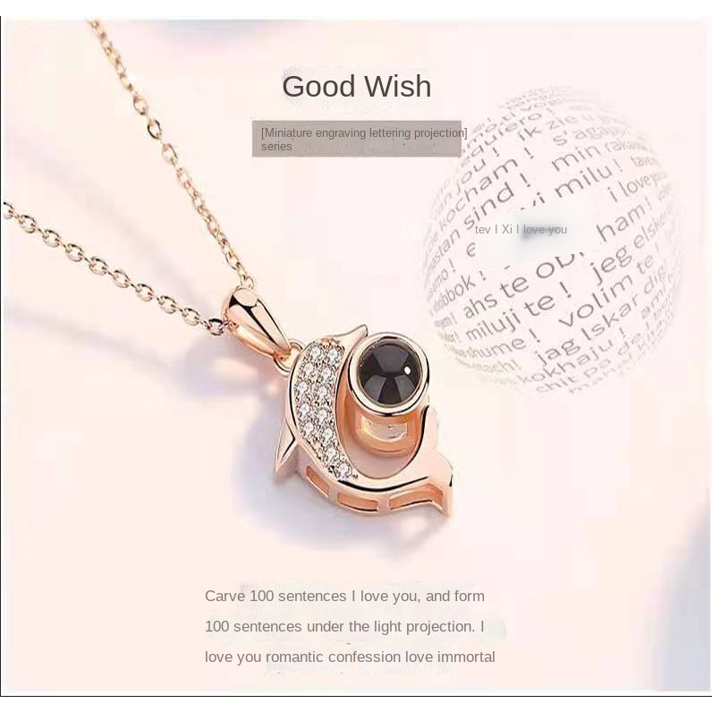 Kalung Liontin Lumba-Lumba Model Hollow Out Bahan Stainless Steel Warna Rose Gold Untuk Wanita