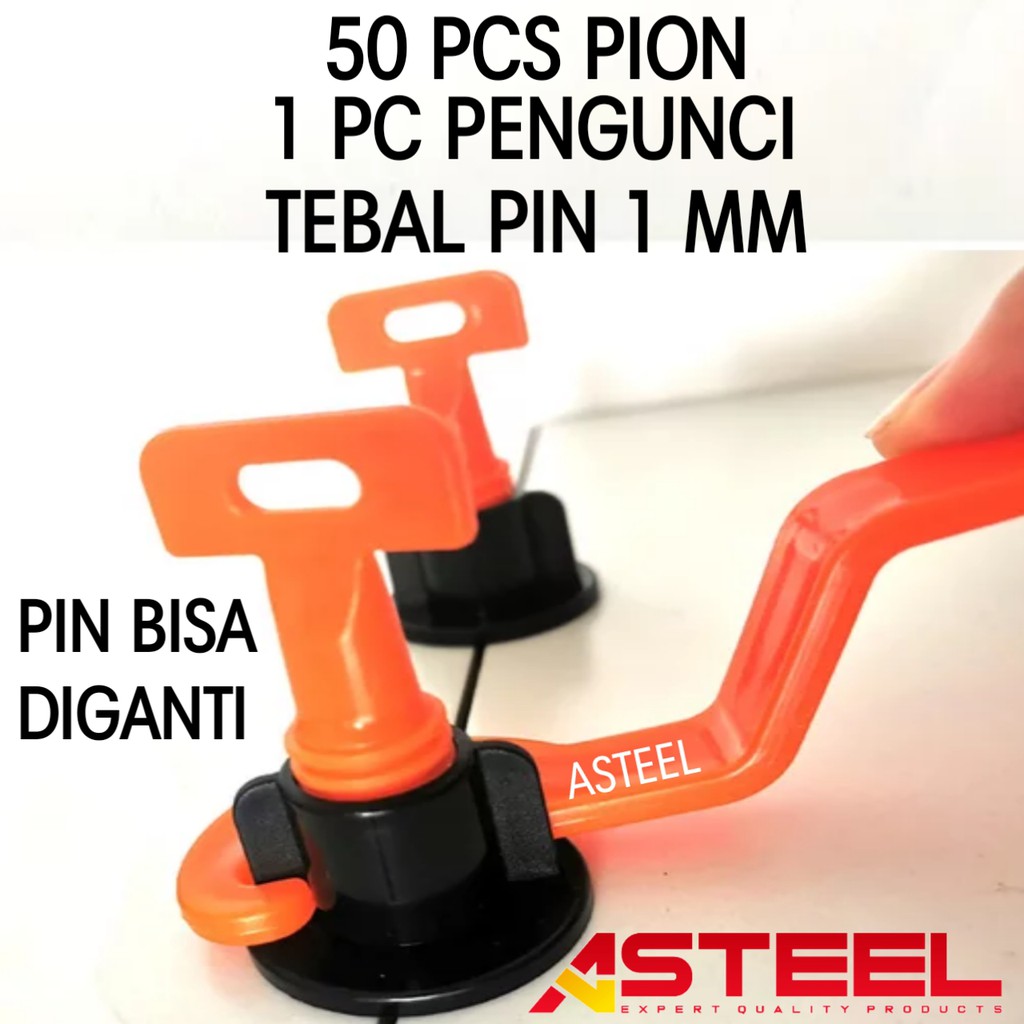 ASTEEL alat perata pasang keramik tipe putar tebal pin 1 mm pin bisa dibuka diganti dipakai ulang