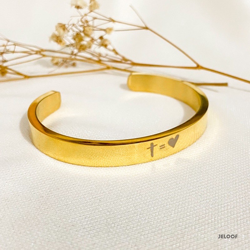 Jeloof God is Love Bangle | FREE POUCH Gelang Titanium (Antikarat) 8mm Gelang Salib