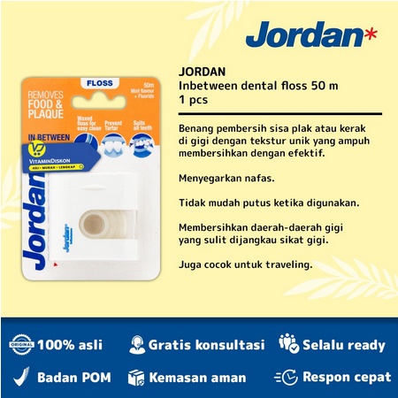 PERA622 JORDAN DENTAL FLOSS MINT FLAVOUR+FLOURIDE PEMBERSIH KERAK GIGI