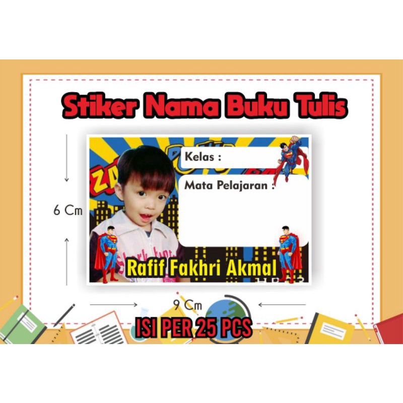 

isi 20 pcs stiker buku tulis custom foto/stiker label mata pelajaran/stiker label buku pelajaran