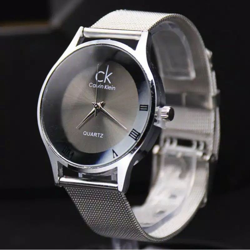 Jam tangan pasangan cauple stainless pasir roaund putih