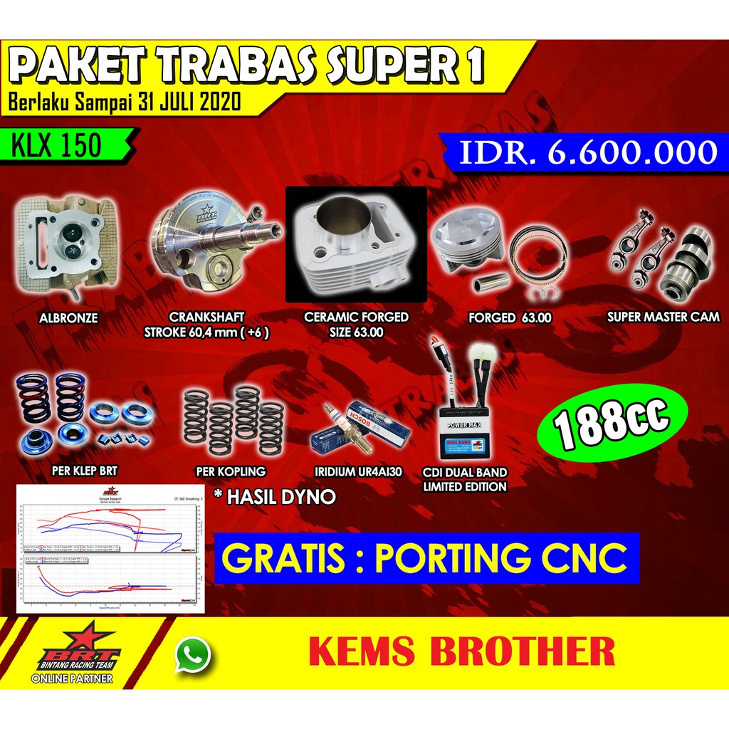 PAKET BRT KLX 150 TRABAS SUPER 1