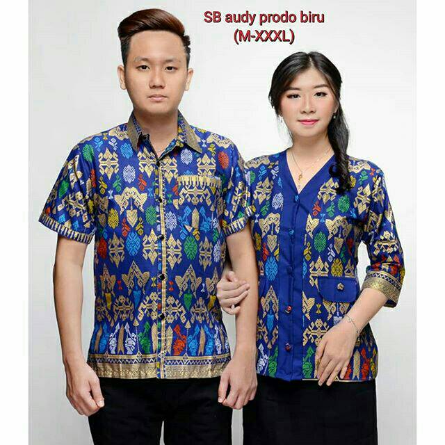 Audy biru/marun batik seragaman atasan cowok cewek dan anak