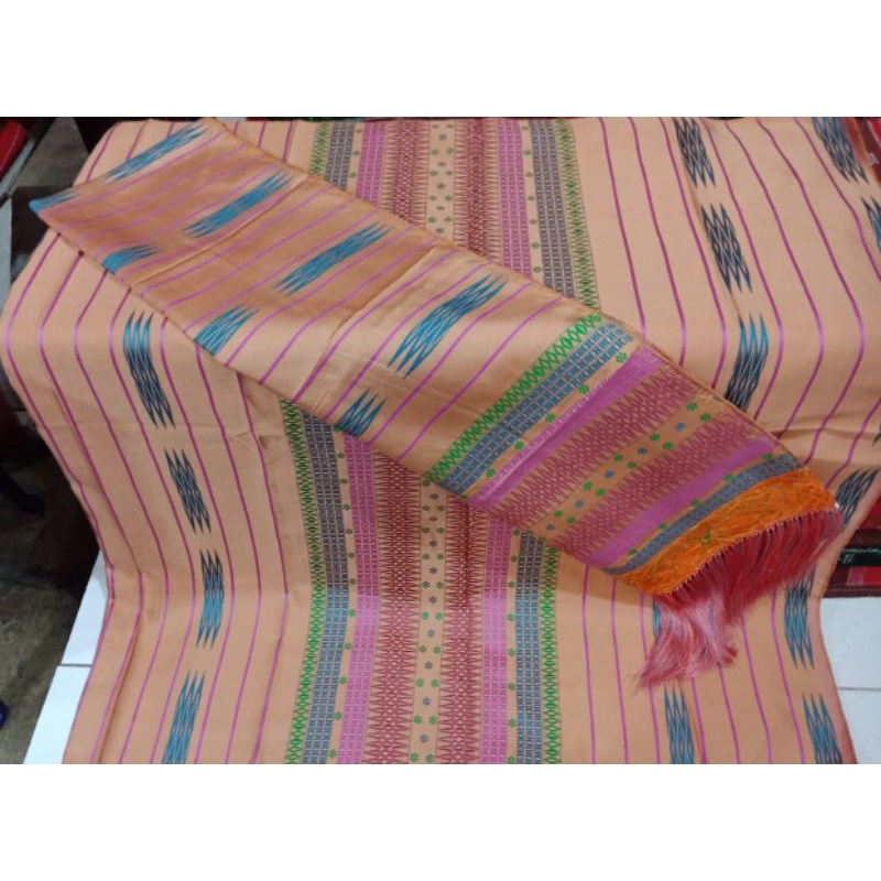 SONGKET BATAK TUMTUMAN MESIN SARUNG SELENDANG MURAH SONGKET TENUN SIANTAR SONGKET PUCCA BINTIK PEACH