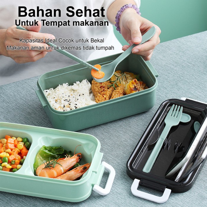 Tempat Kotak Bekal Makan Lunch Box Anak Plastik 1100 ml 2 Tingkat