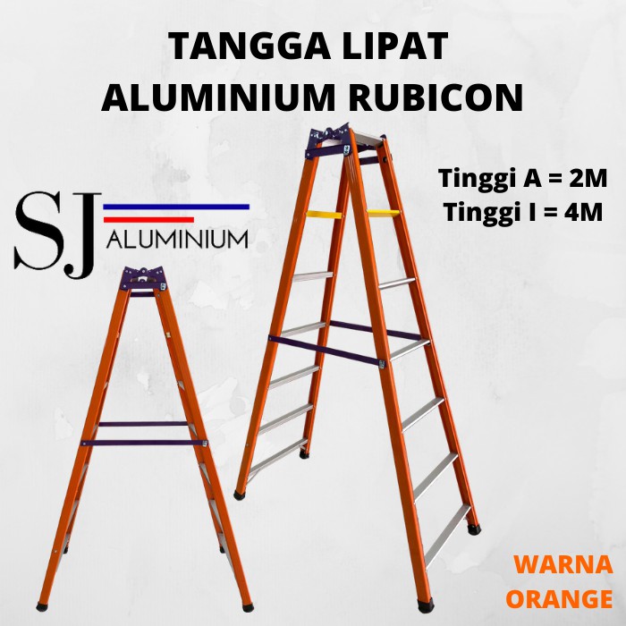 Tangga Lipat Aluminium Rubicon Orange 2 Meter / 2 M / 200 Cm - Harga