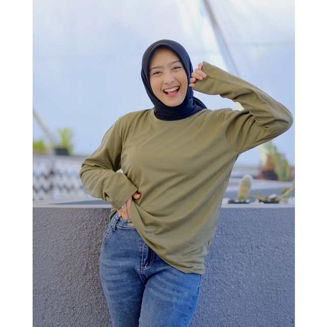 XL Kaos Polos Wafer Lengan Panjang jumbo / bigsize / Oversize Fisy