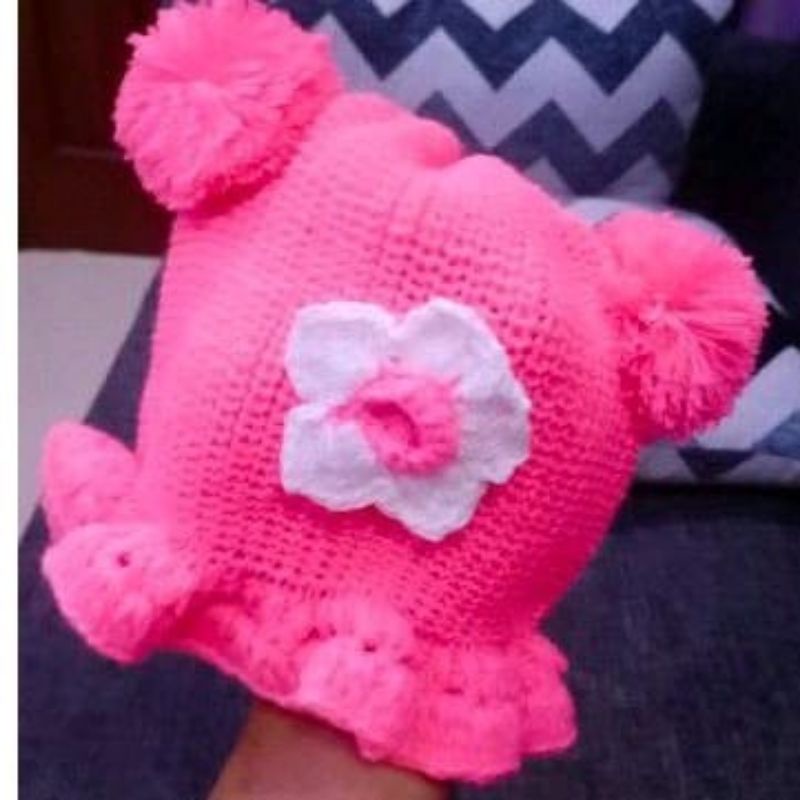 Kupluk pom pom baby girl /kupluk renda