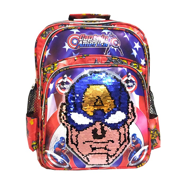 Tas Anak Ransel SEQUIN / USAP karakter CAPTAIN AMERICA Sekolah SD