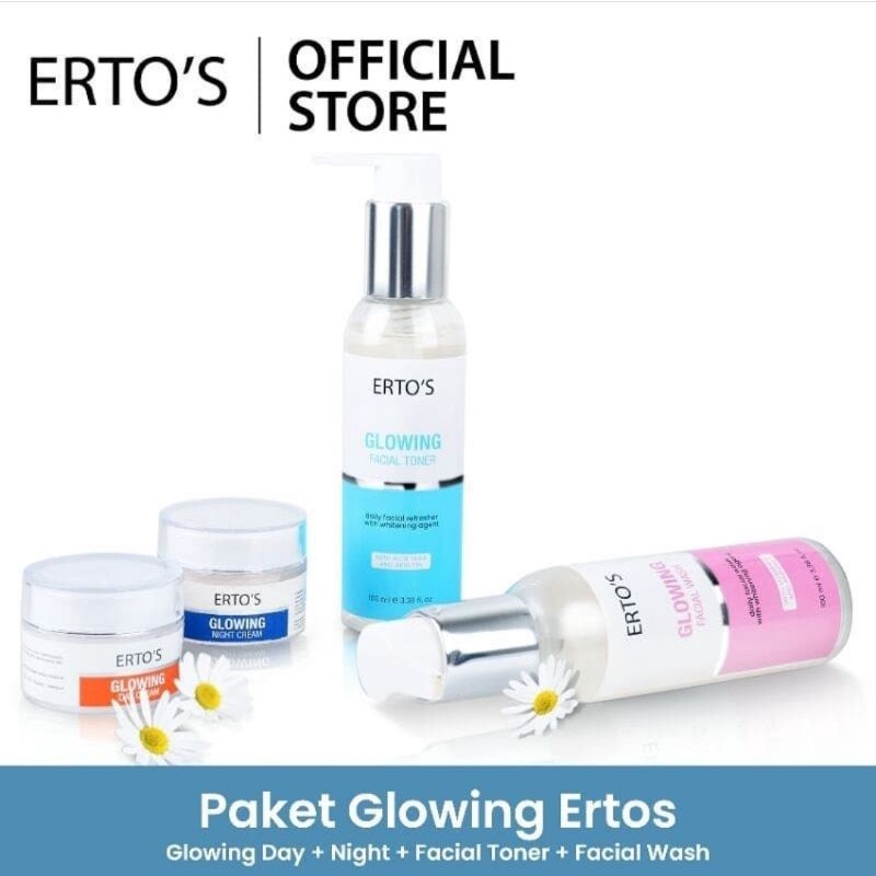 ERTO'S Paket Glowing Series(Day cream/Night cream/Facial/Toner glowing)