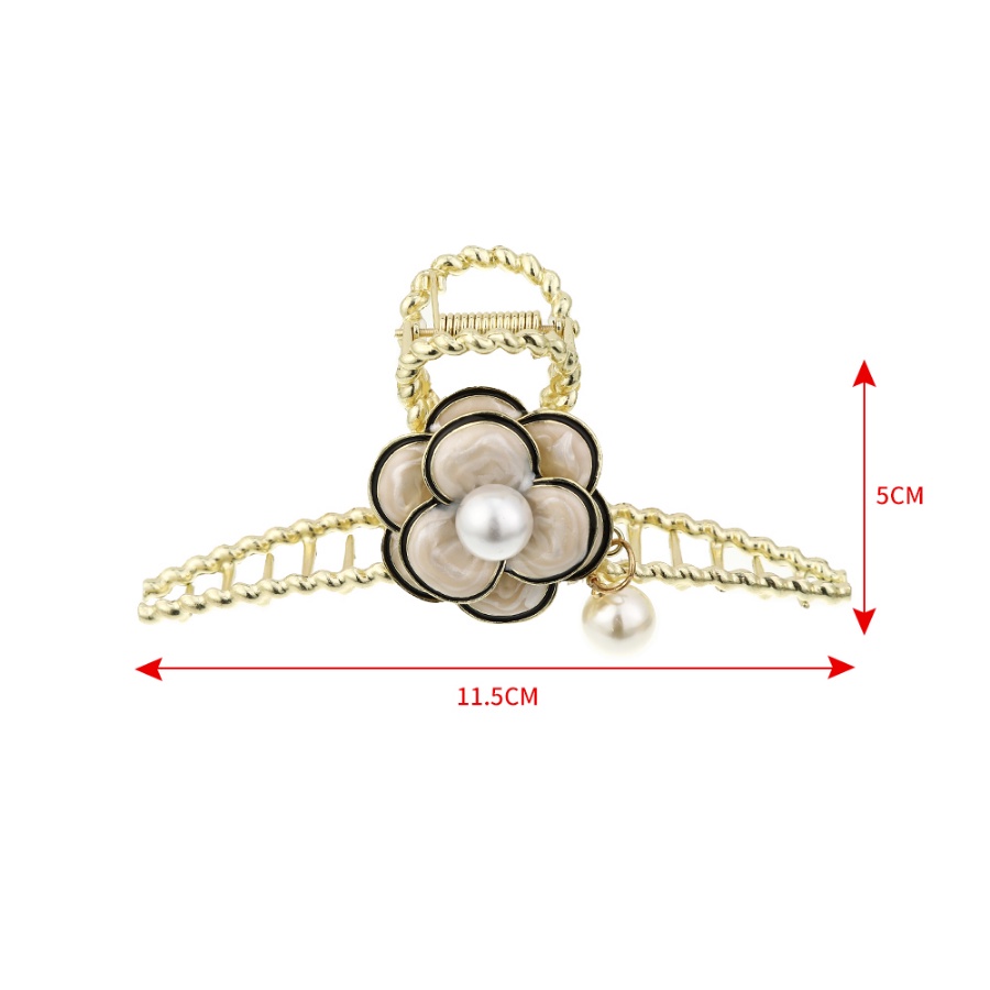 Jepit Rambut Ponytail Bentuk Bunga Aksen Mutiara Bahan Alloy Gaya Korea Untuk Wanita