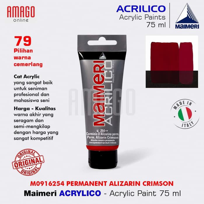 MAIMERI ACRILICO-ACRYLIC PAINT- PERMT ALIZARIN CRIMSON -75ML- M0916254