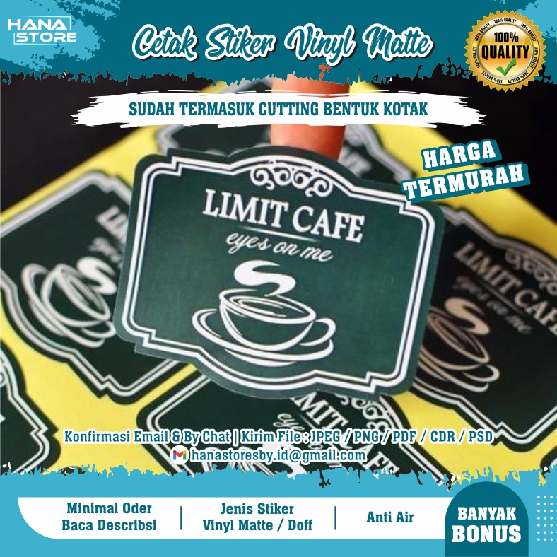 

Cetak Stiker Vinyl Matte Label Kotak Persegi Anti Air Sticker Makanan Kemasan Produk Botol Minuman