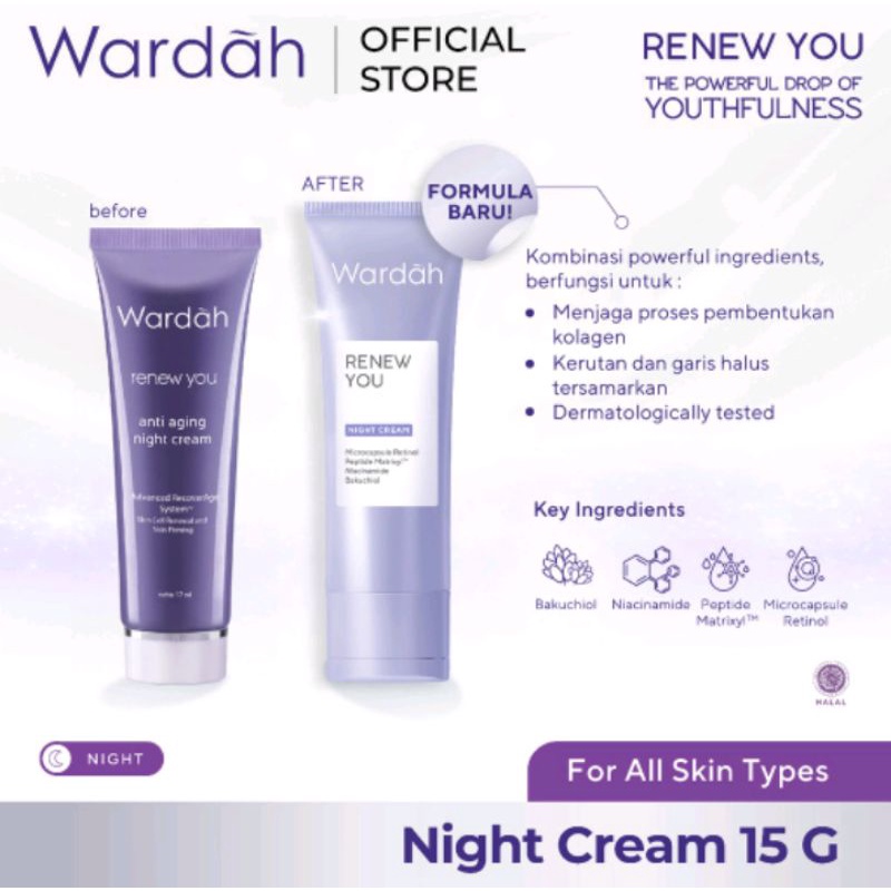 ❣️Rakkistore99❣️Wardah Renew You Series Anti Aging | Day Cream | Night Cream 17ML