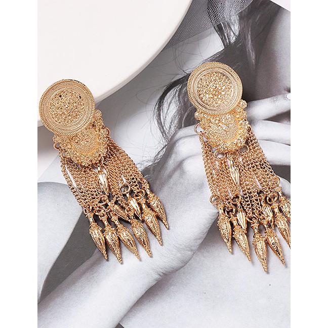 LRC Anting Tusuk Fashion Gold Tassel Earrings F45993