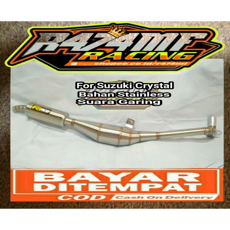 Knalpot Suzuki Crystal Stainless RCB, Kenalpot Crystal Stainless RCB, Knalpot Standar Racing Crystal