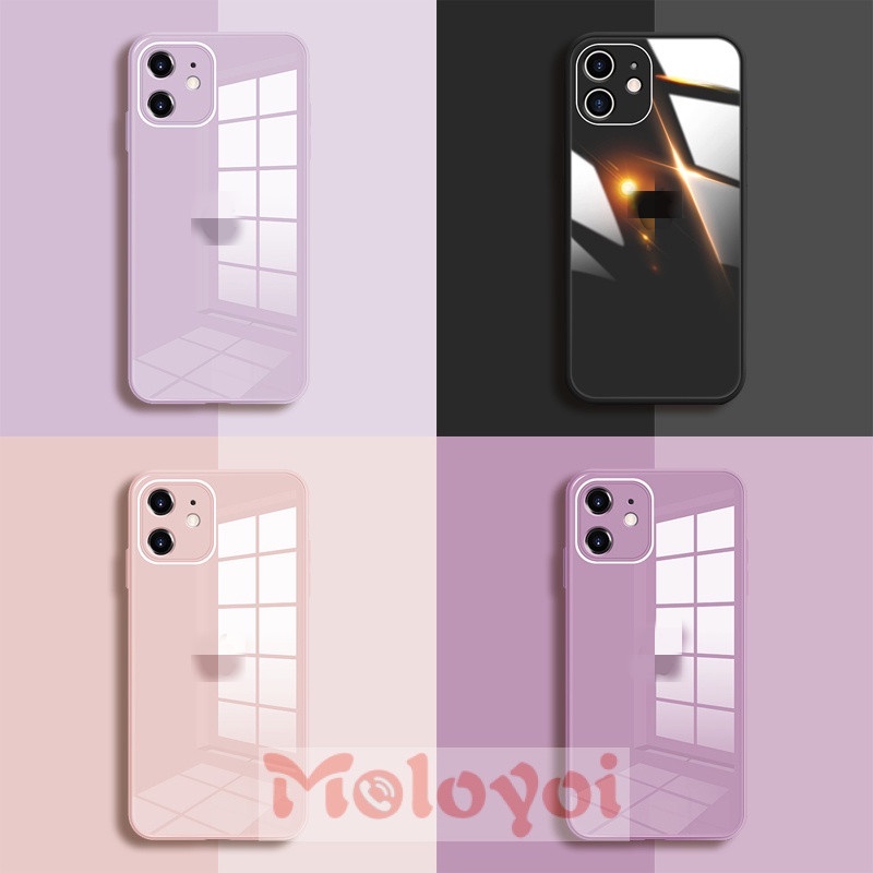 Case Tempered Glass Pelindung Lensa Untuk Iphone 11 12 Pro Max 7 8 6 6s Plus Xs Max X Xr Se 2020