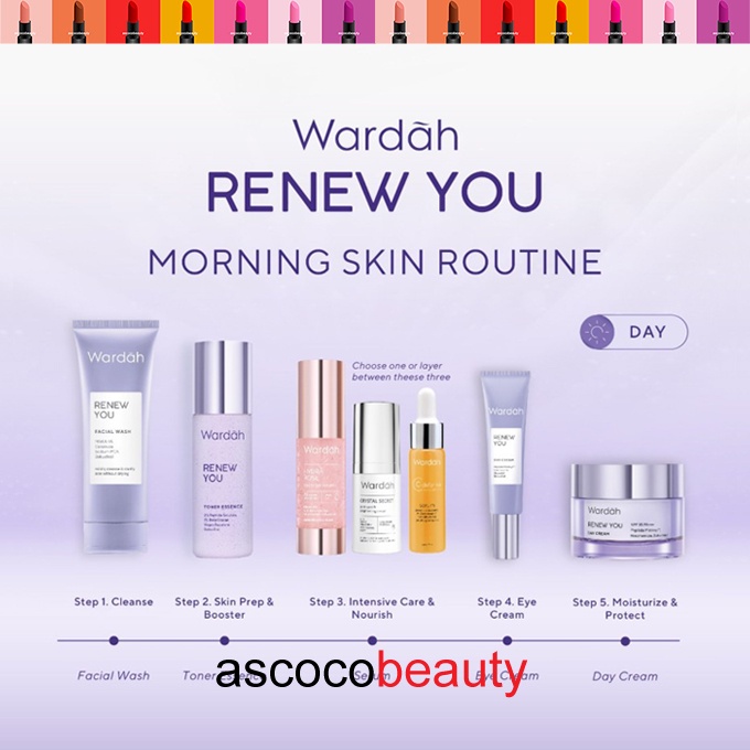 Wardah RENEW YOU ANTI AGING | Day Cream Night Eye Intensive Serum Treatment Toner Essence Facial Wash Face ✰ ascocobeauty ✰