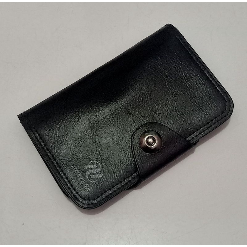 Dompet kulit Pria Lipat Dua Dompet kulit ukuran tanggung 3/4 Kancing Magnet Quality Premium