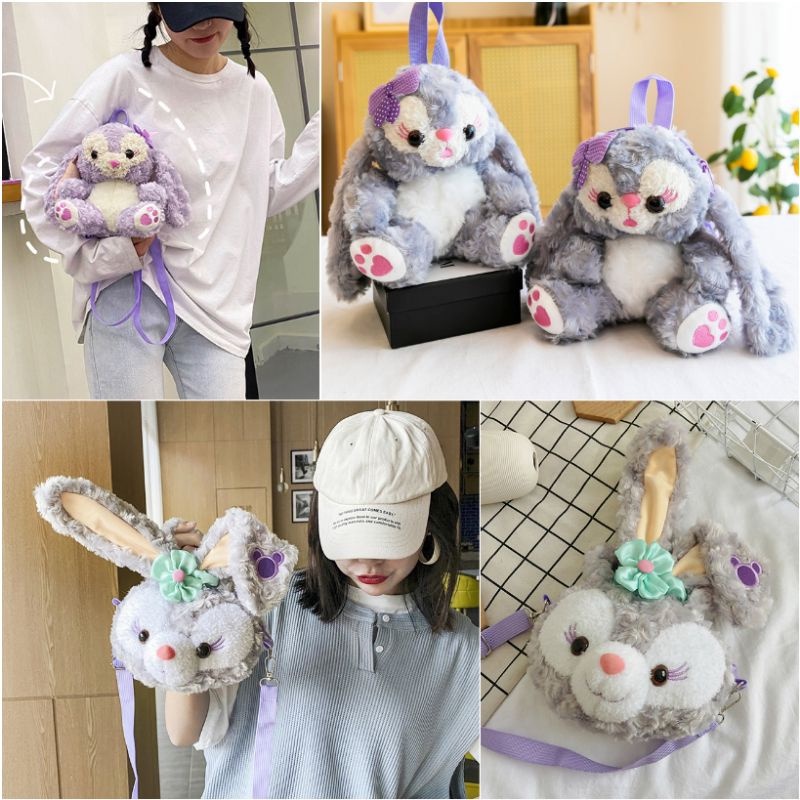 Drozenb Tas Selempang Boneka Bahan Plush Model Korea/Slingbag Boneka Lucu Model Korea/Tas Boneka Plush Korea Motif Kartun