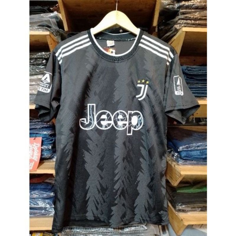 JERSEY BOLA JUVENTUS HITAM SABLON LOKAL MURAH (BISA COD / READY)