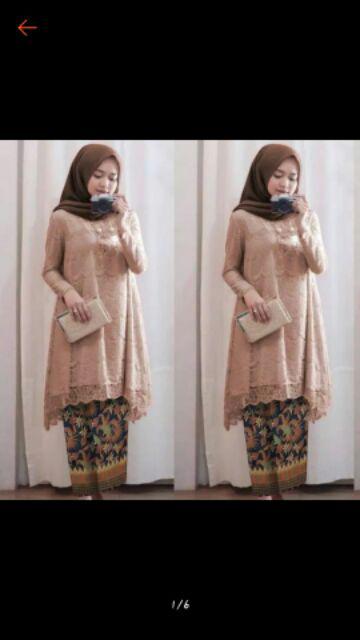 St Safitri Idulfitri Stelan Kebaya Brukat Batik Kebaya Brukat Jumbo Ld110