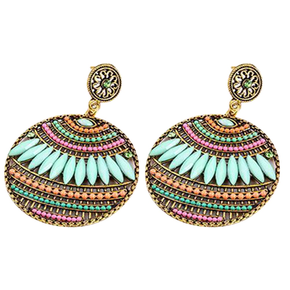 Hu Hu Hu Hu Hu Alat Bantu Pasang Kacamata♡ Anting Tusuk Gantung Wanita Desain Bulat Warna Warni Gaya Bohemianetnik Untuk Pestabanquet