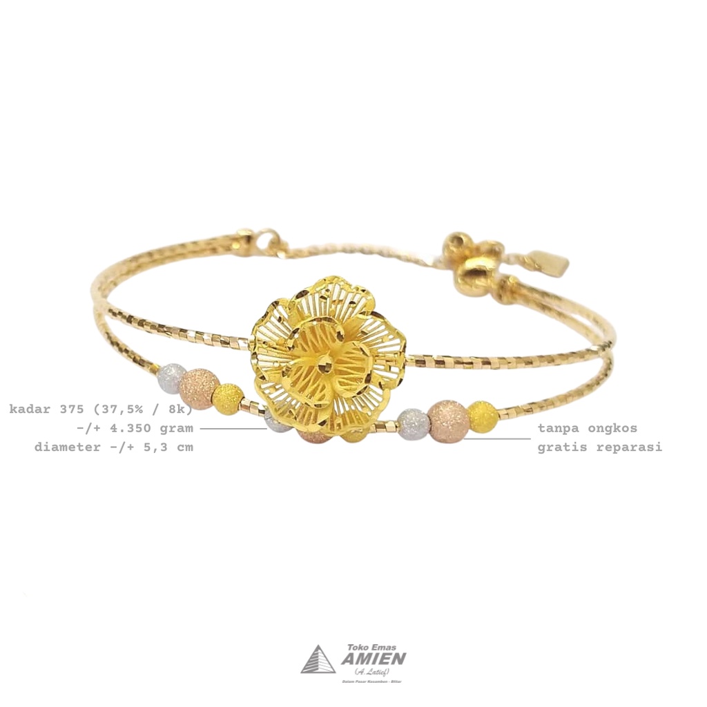 Toko Emas Amien Gelang Emas Asli UBS Kadar 375 (37,5% / 8K) 4.350 gram - Bangle Pro Italy Eleztra Bu