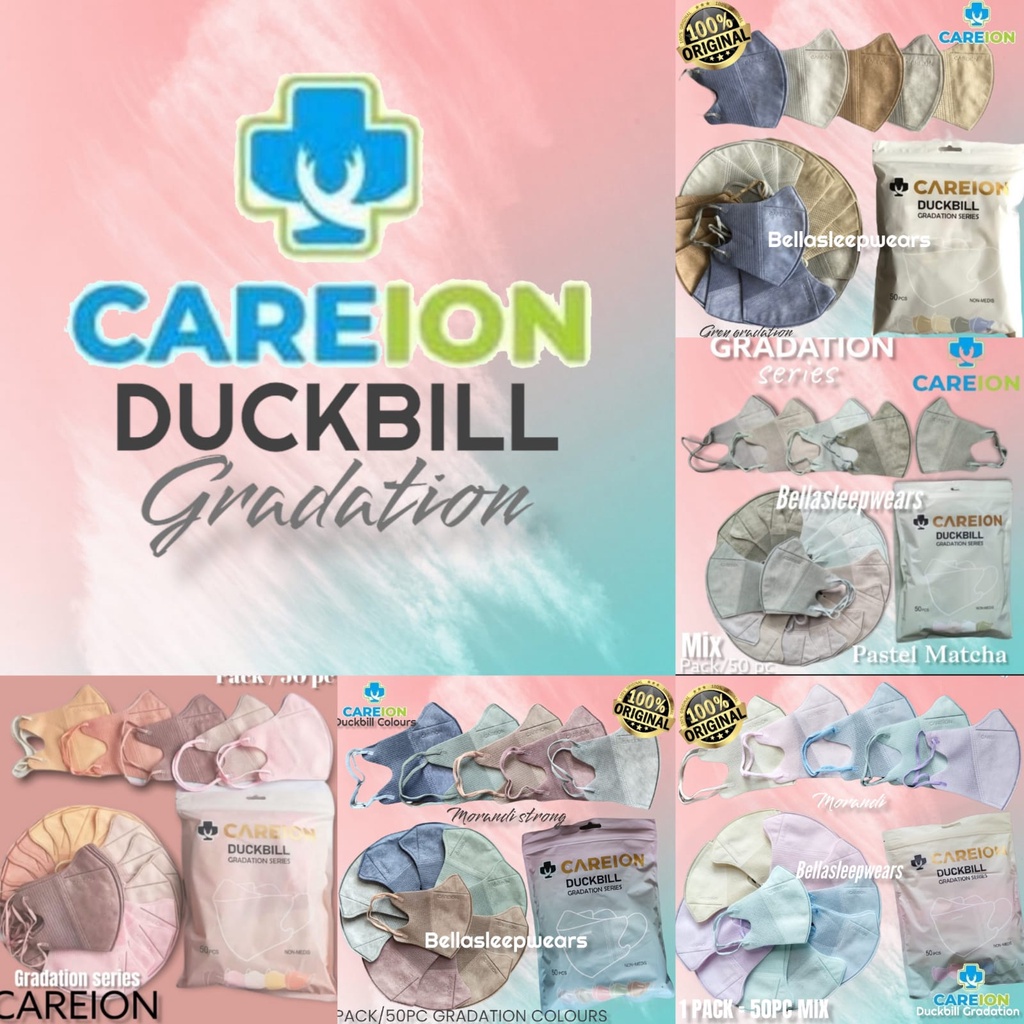 DB CAREION 4PLY GRADASI PASTEL MIX SHRIMPOWDER SHRIMPINK MATCHA - MASKER DUCKBILL CAREION 4PLY GRADATION MIX TERBARU