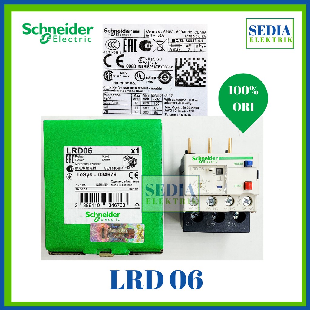 Thermal Overload Relay Schneider LRD 06 LRD06 1-1.6A