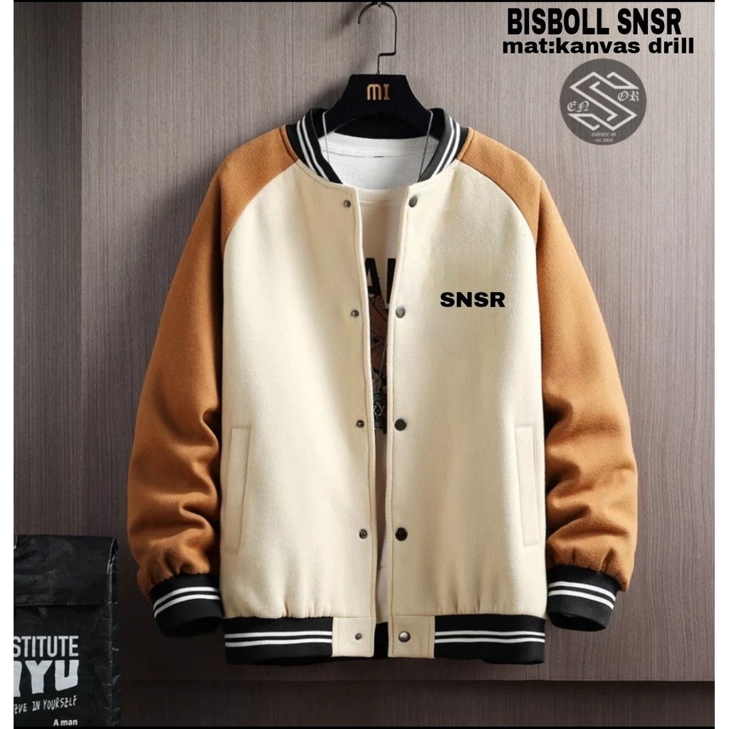 Jaket Baseball Varsity Reglan Kanvas Drill Jaket Bomber Kombinasi Polos Premium