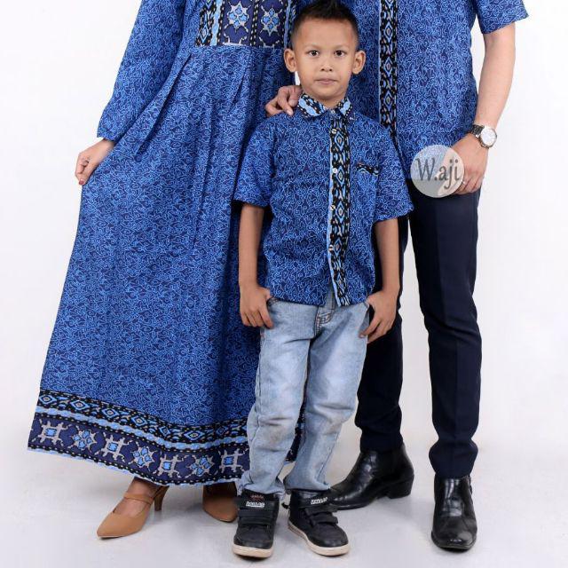 Bisa Request Batik Couple keluarga sania ruffle ori ndoro jowi dnt-Hem anak L