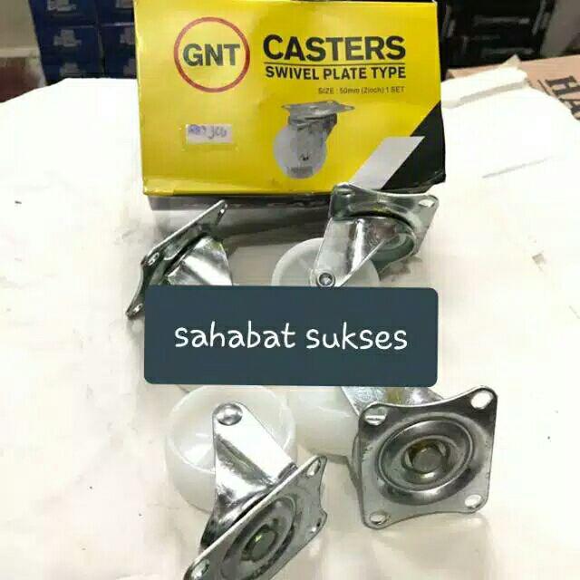 Roda Gepeng 2 Inch Nilon Lemari Troli Etalase Kursi Sofa Meja Putih Nylon Casters