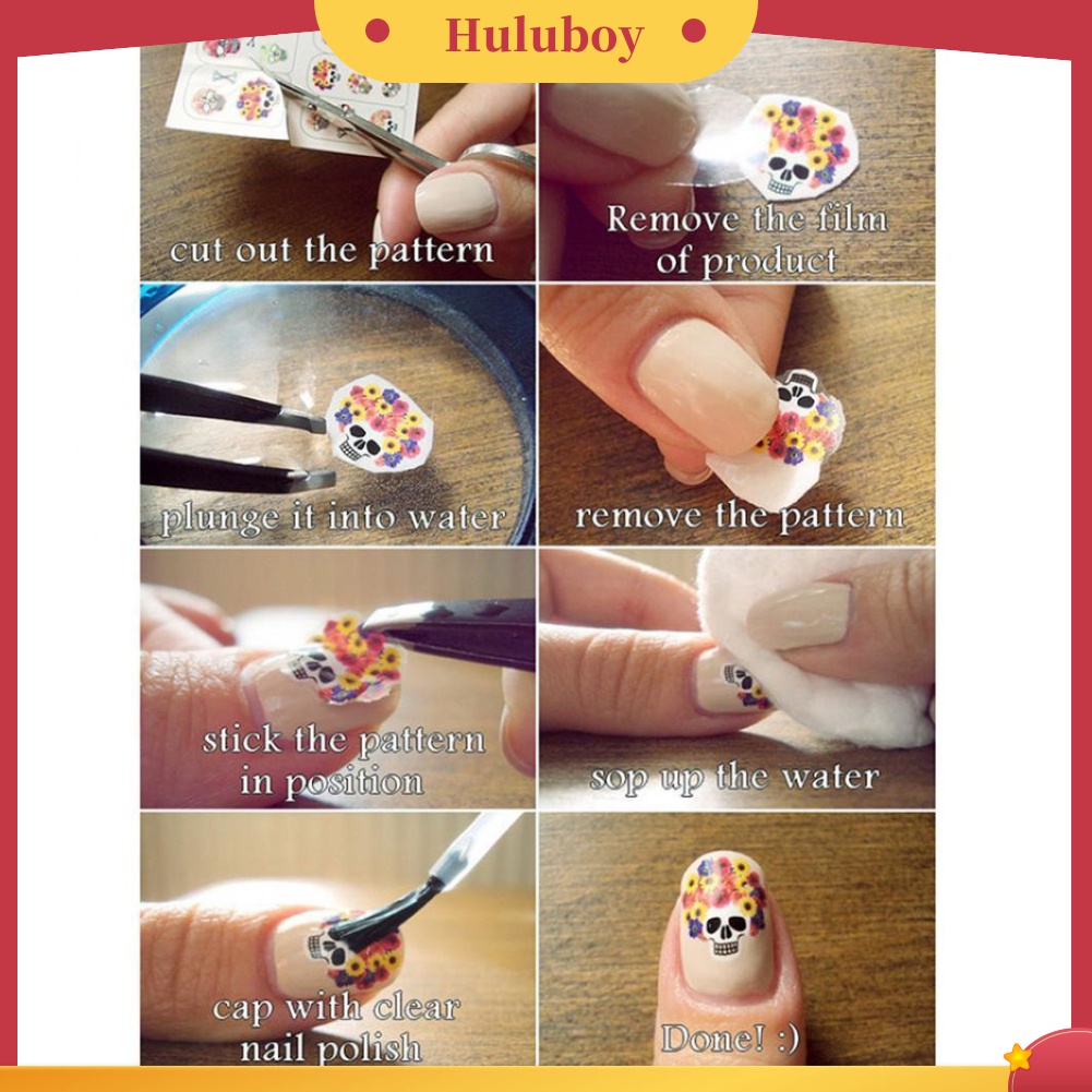 Huluboy Huluboy♡ Stiker Kuku 3D Motif Bunga Mekar Untuk Dekorasi Nail Art DIY