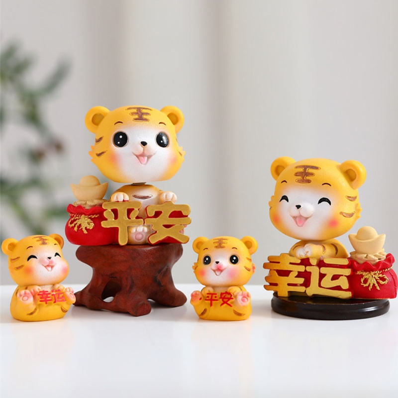 Gro Resin Keberuntungan Rejeki Harimau Hewan Patung Zodiak Imlek Miniatur Patung Pemandangan Mikro Mobil Rumah Decorat