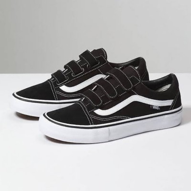 vans old skool pro velcro black white