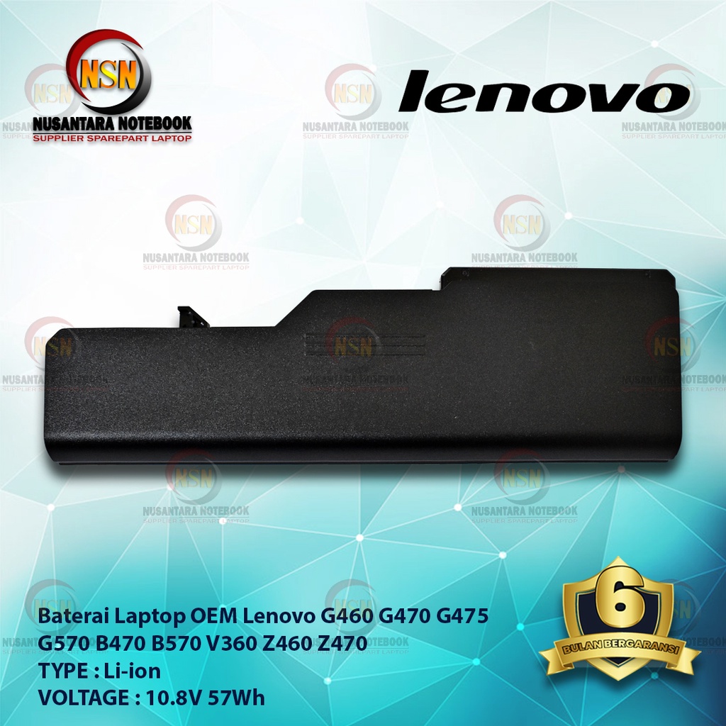 Baterai Lenovo OEM G460 G470 G475 G570 B470 B570 V360 Z460 Z470