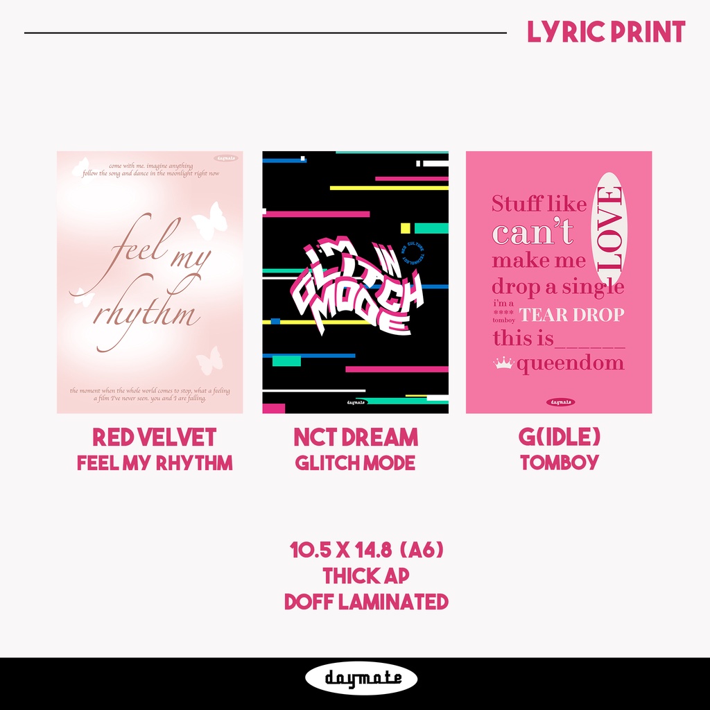 

KPOP LYRIC PRINT - DAYMATE