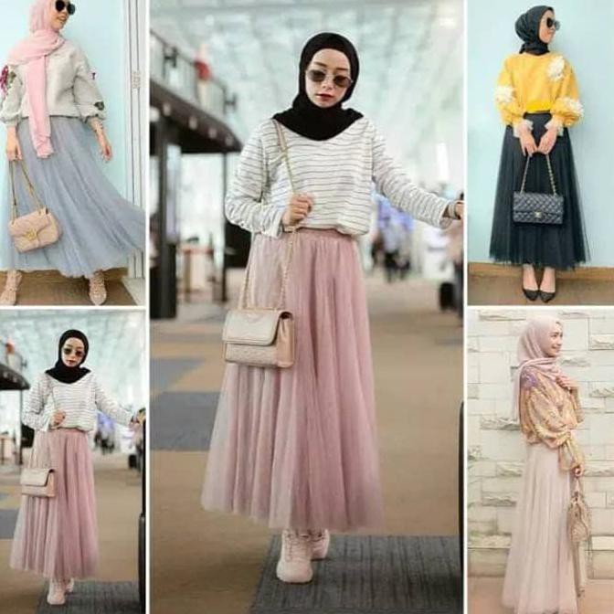 Pengiriman Cepat rok wanita rok tutu panjang / tutu skirt dewasa - Hitam STOK TERBATAS