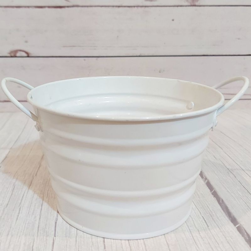 TEMPAT PENYIMPANAN PUTIH PAJANGAN BUCKET KECIL 10.5 x 10.5 x 9 cm