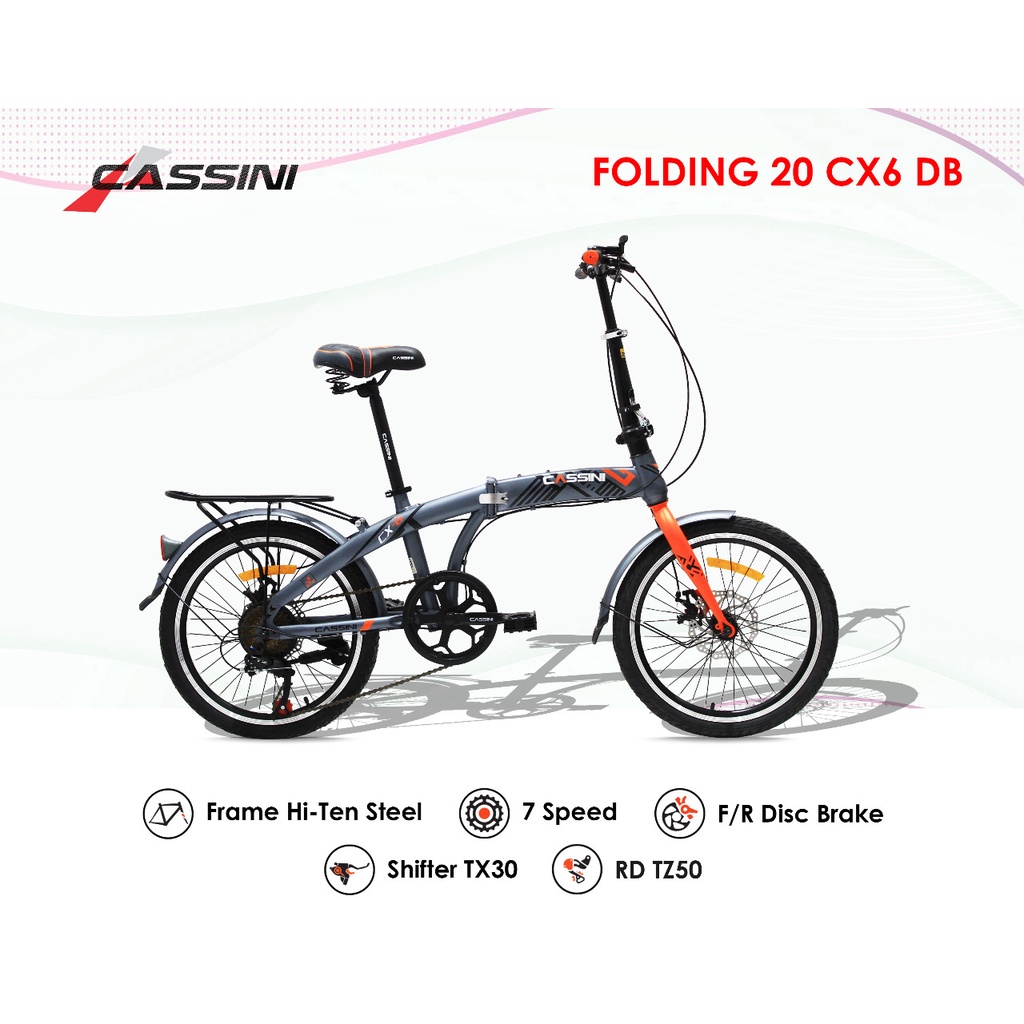 Sepeda folding lipat Trex cassini 20 inch cakram 7 speed murah