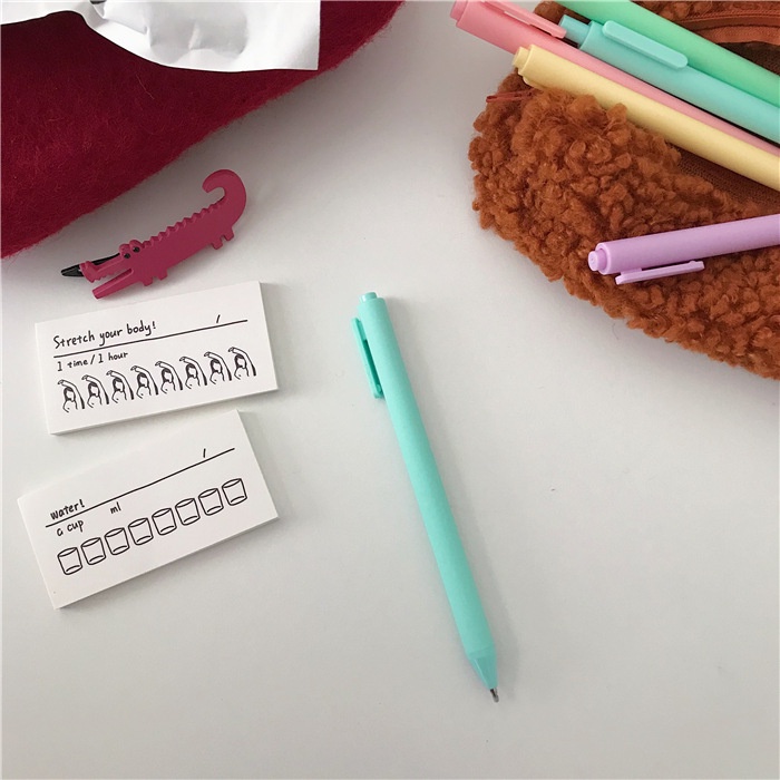 [HARU] Pulpen Mekanik Polos 0.5mm Pastel Pena Warna Macaroon Pena Tekan Karakter Bolpen Unik-Biru