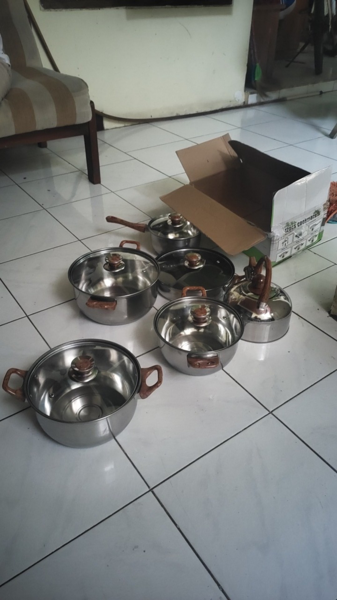 Panci Set 12 Pcs Stainless M-129 Tutup Kaca - Kitchen Ware Set
