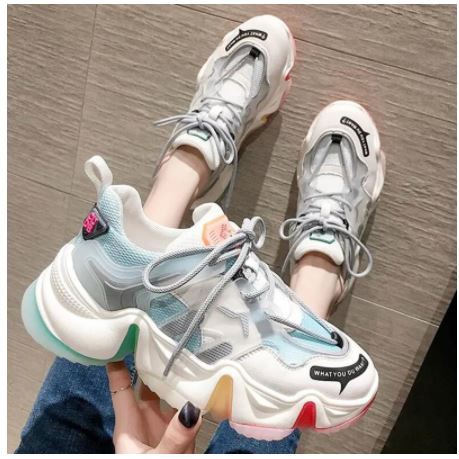Bawah tebal Sepatu Sneakers Wanita olahraga Import santai jalan sport shoes cewek Sol pelangi