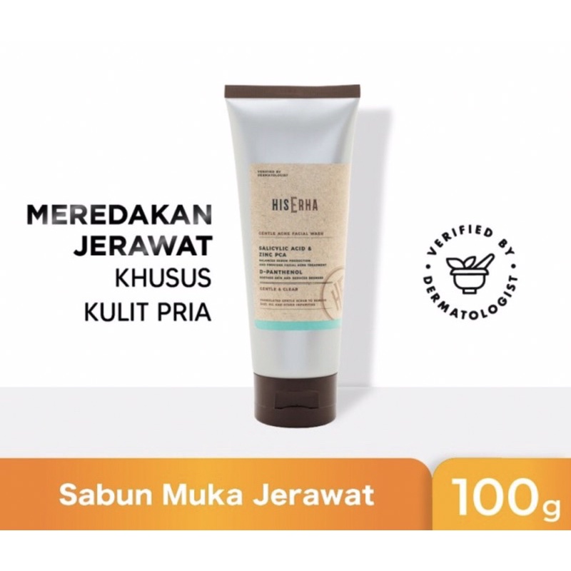 Hiserha gentle acne facial wash 100 gram ( sabun muka jerawat pria )