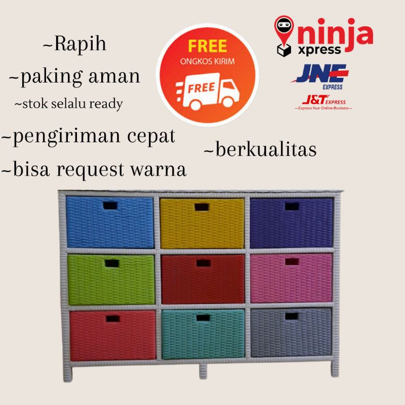 Lemari Laci Rotan sintetis 9 laci